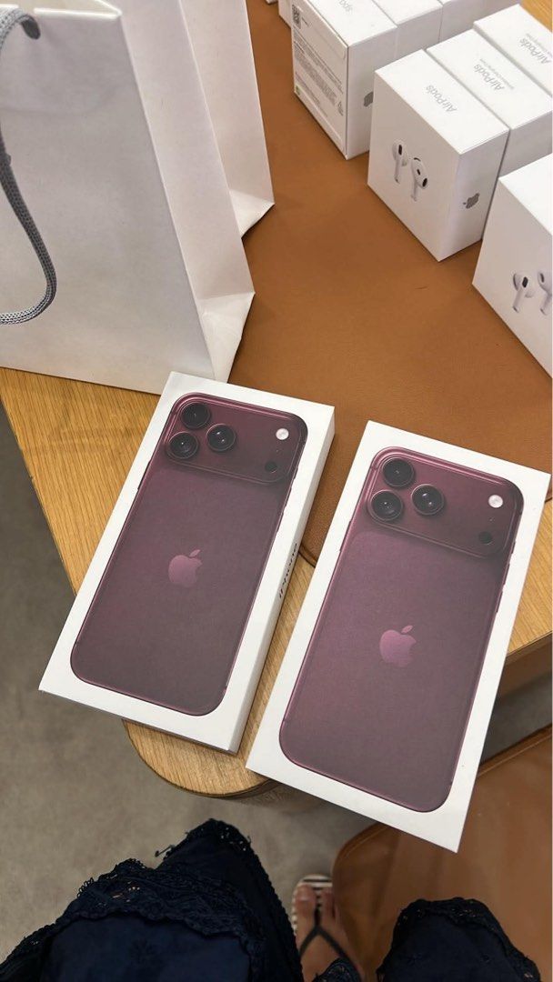 Apple iPhone Boxes and Apple Bags Lot (Category: Cases & Sleeves) located in Quezon City. Submitted by everythingInternational (Listing ID 1464788741, Image 1). Description: BRANDNEW ONLY US VARIANT Dual ESIM IPHONE 18 PRO MAX BURGUNDY 256GB ₱96,990 512GB ₱112,590 With e-receipt if needed. .