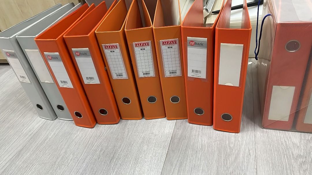 Arch File (Category: Stationery & School Supplies) located in Singapore. Submitted by jlinterior (Listing ID 1464811921, Image 4). Description: Condition still good Grey 2pcs Orange 13pcs.