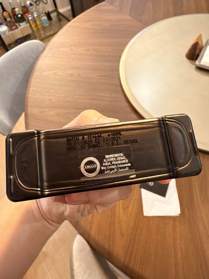 Armaf Dubai Nights Midnight EDP 100ml (Category: Fragrance & Deodorants) located in Mandaluyong City. Submitted by roosyvi (Listing ID 1464882855, Image 2). Description: - Bought for 3500 pesos - Brand/Model: armaf dubai nights midnight - Concentration: Eau de Parfum (EDP) - Size: 100ml - Batch Number: 151646 - Production Date: January 2026 - Expiry Date: January 2031 - Origin: Made in Dubai, UAE - Bottle Design: Sleek black rectangular bottle wi