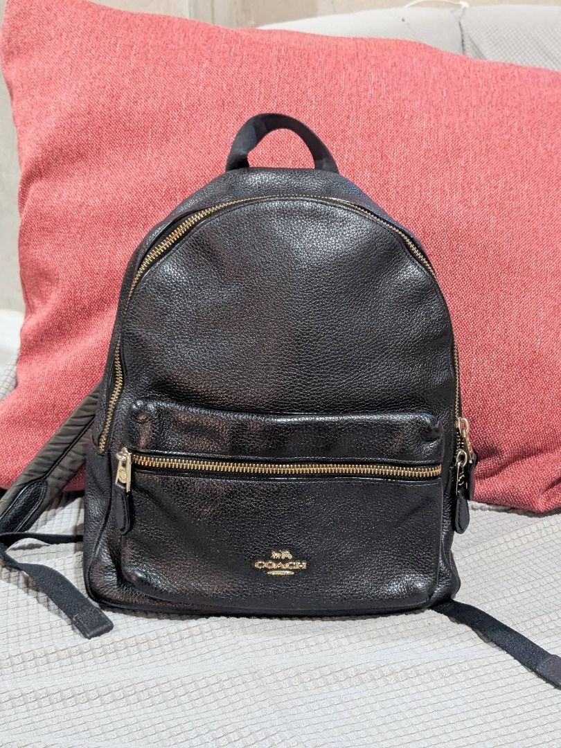 Authentic Coach black pebble leather backpack (Category: Luxury Bags & Wallets) located in Tuguegarao City. Submitted by globeeneace (Listing ID 1464811319, Image 1). Description: Coach black pebble leather backpack 💯 Original Excellent condition Large size Slightly negotiable.