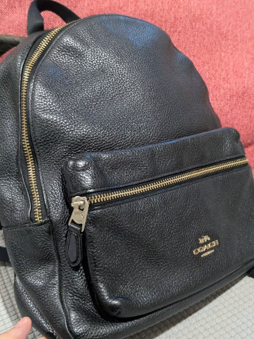 Authentic Coach black pebble leather backpack (Category: Luxury Bags & Wallets) located in Tuguegarao City. Submitted by globeeneace (Listing ID 1464811319, Image 2). Description: Coach black pebble leather backpack 💯 Original Excellent condition Large size Slightly negotiable.