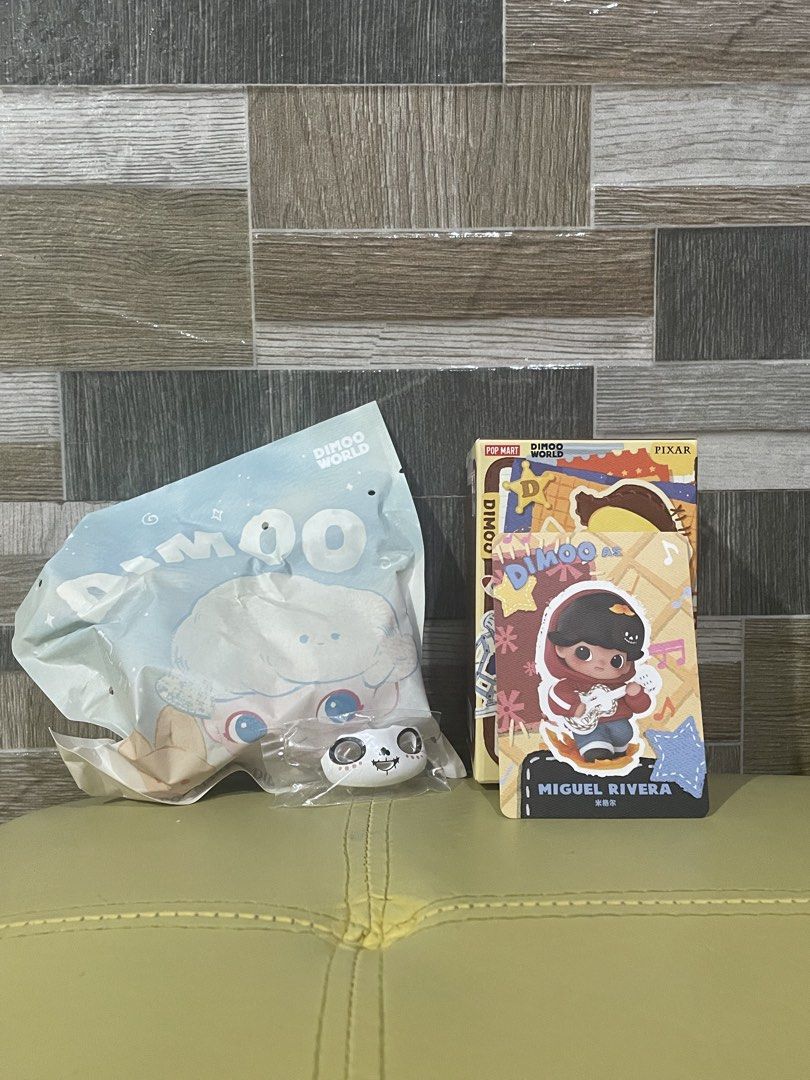 Authentic Popmart Dimoo x Pixar Figure (Category: Designer & Blind Box Toys) located in Manila. Submitted by prelovedpicksph (Listing ID 1464925076, Image 1). Description: — in good condition, no flaws — figure: Miguel Rivera from Coco — only box was opened, packaging is sealed (as shown in pic) — includes: box, card, accessories, figure itself — bought from Popmart in MOA.