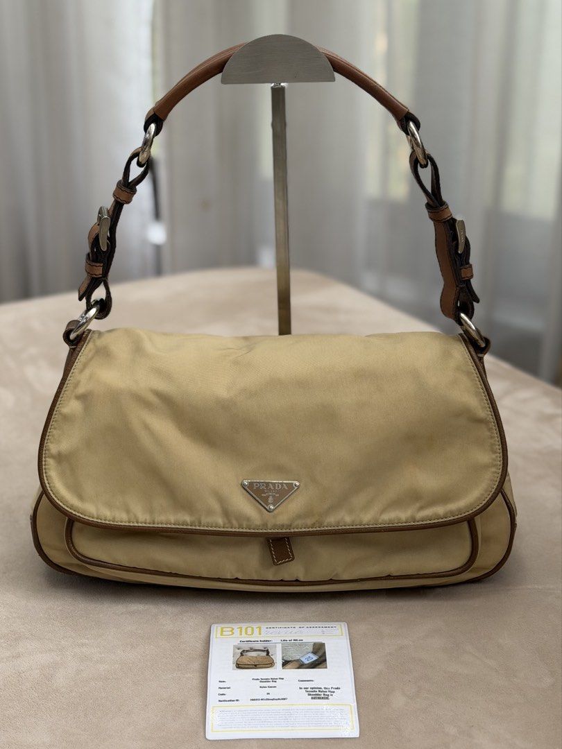 Authentic Prada Tessuto Nylon Flap Shoulder Bag (Category: Shoulder Bags) located in Manila. Submitted by maria_2326 (Listing ID 1464945265, Image 1). Description: Prada Tessuto Nylon Flap Shoulder Bag 💯% Authentic W/ Certificate of Authenticity only No lowballing! Location: Manila/QC.
