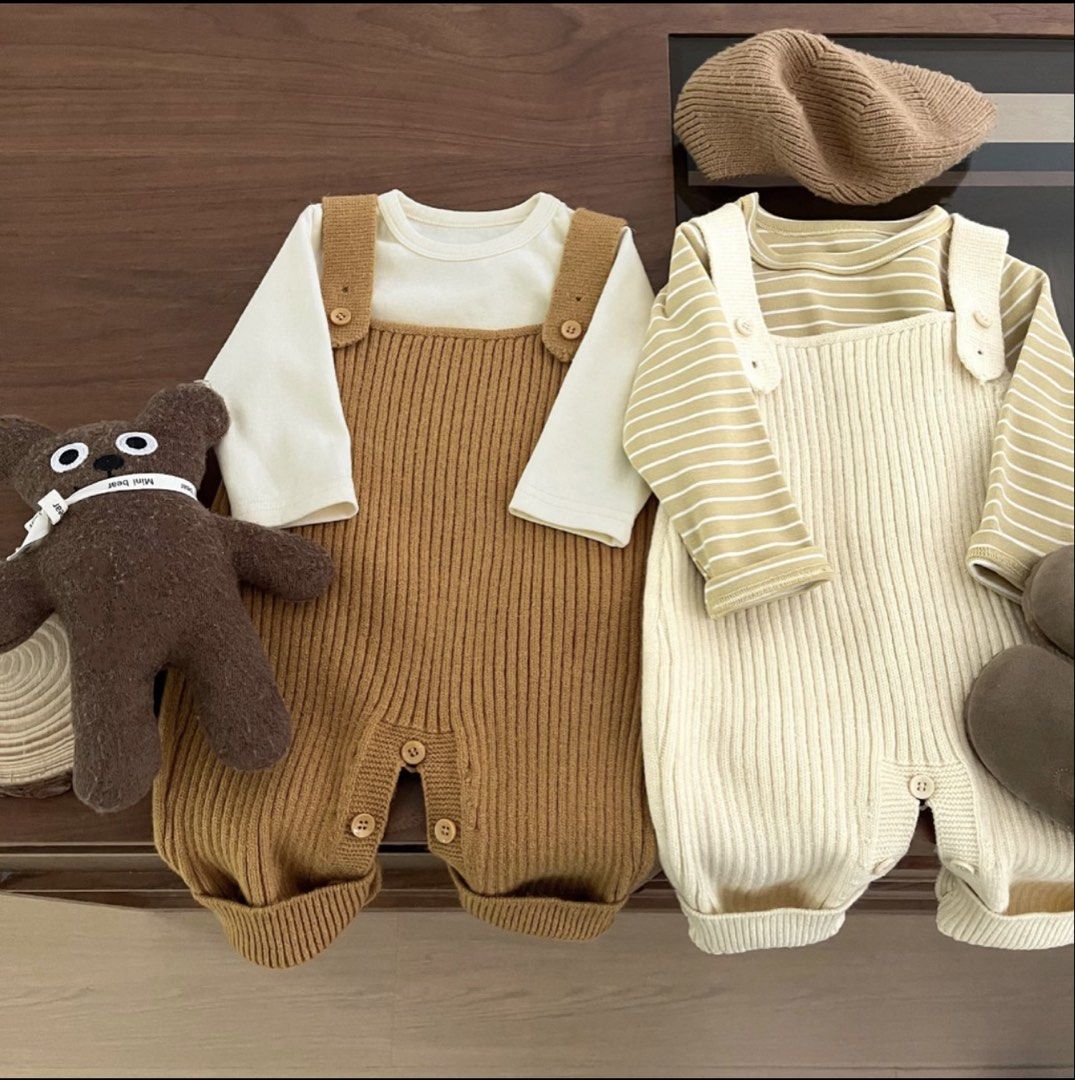 Baby Knit Ribbed Overalls Romper Multiple Colors (Category: Babies & Kids Fashion) located in Bulacan. Submitted by yougogirl1234 (Listing ID 1464799872, Image 2). Description: Brandnew lahat, hindi umabot sa photoshoot ni baby. HIGH QUALITY PARANG SA MALL BINILI Super nice in actual 9-12 months pwede din sya 12-18 months 350 each nalang 400php each ko sya nabili Red - SOLD ❌ GREEN - SOLD ❌.