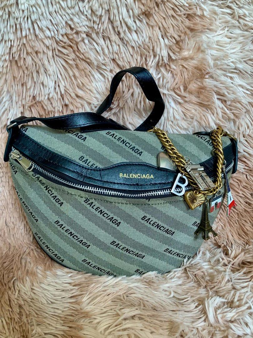 Balenciaga Jacquard Shoulder Bag (Category: Cross-body Bags) located in Davao. Submitted by luxxe_closet (Listing ID 1464773487, Image 2). Description: Japan Surplus source. No code. Naka vintage lampo ang main zipper. B underzip sa back pocket zipper. Needs wash but no major issues.
