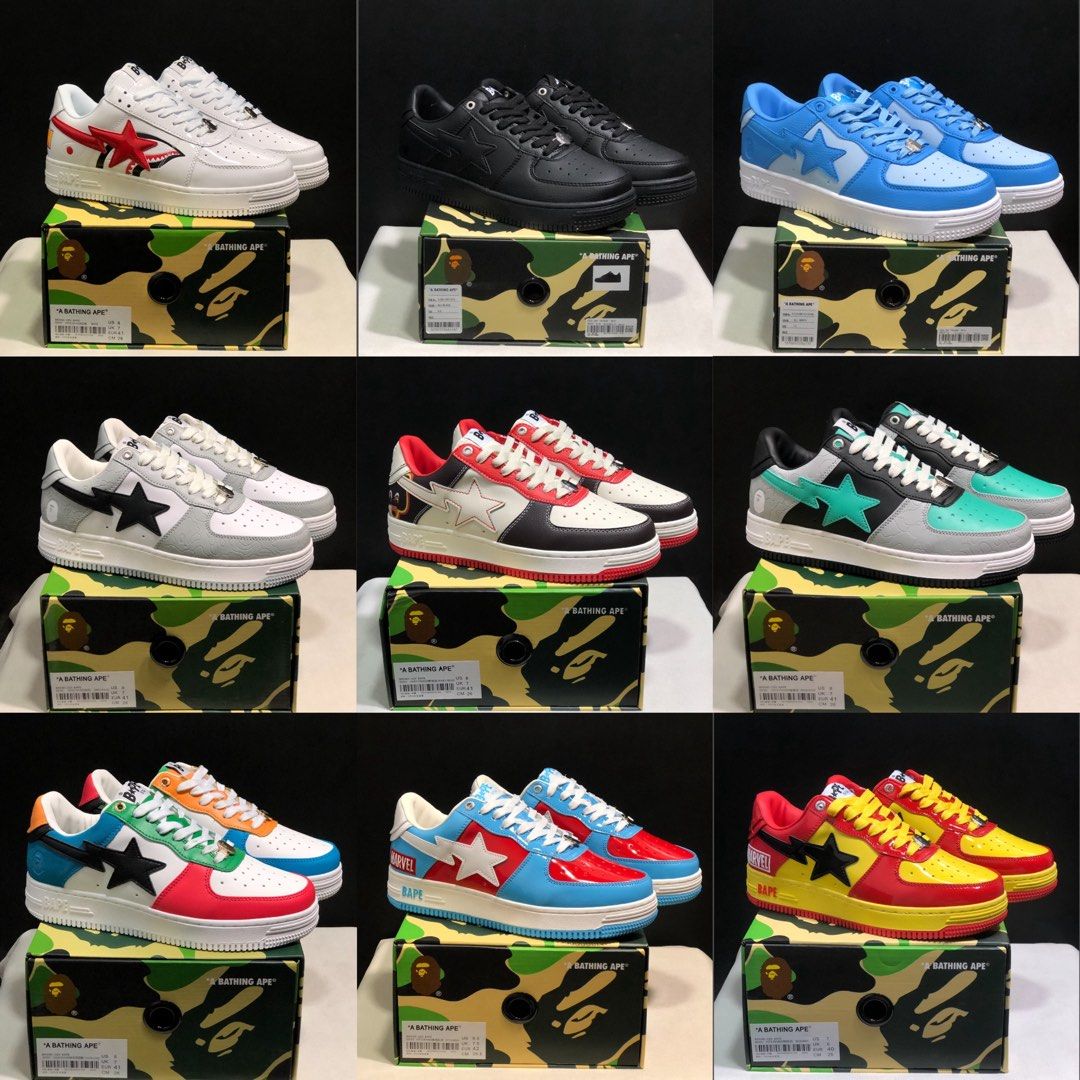 Bape Sta Shoes Colorways #2 (Category: Sneakers) located in Manila. Submitted by levigustav (Listing ID 1464772811, Image 1). Description: PRE-ORDER: Bape Sta Shoes Other colors posted separately Price: ₱3,530 DP: ₱3,000 non-refundable Balance: ₱530 upon arrival ETA: 5–7 days Sizes: 36–46 Location: Tondo, Manila No cancellation once confirmed Ship via Lalamove or J&T — buyer pays SF DM to reserve now.
