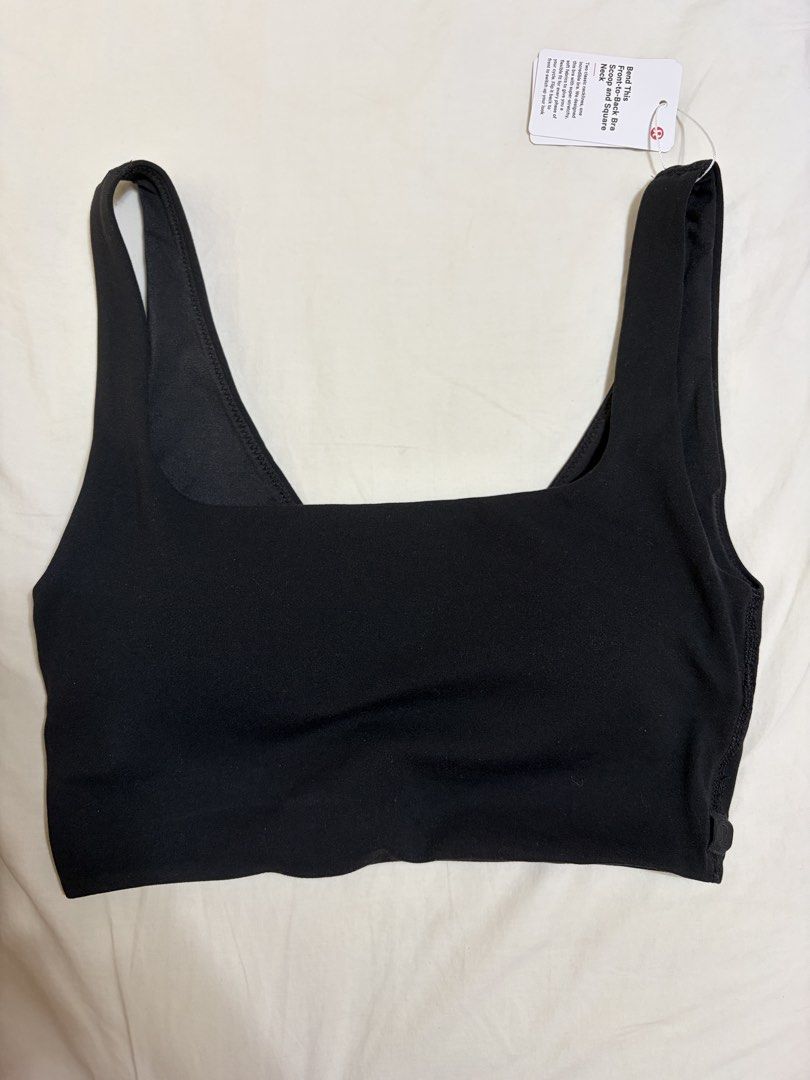 Bend This Scoop and Square Bra Light Support, A-C Cups (Category: Activewear) located in Quezon City. Submitted by clothesforsale000 (Listing ID 1464968864, Image 3). Description: - Brand: Lululemon - Item: Bend This Scoop and Square Bra - Color: Black - Size: XXS/XS - Condition: Brand new with tags (BNWT) - Reversible design: Scoop neck on one side, square neck on the other - Fabric: Super stretchy and buttery soft.