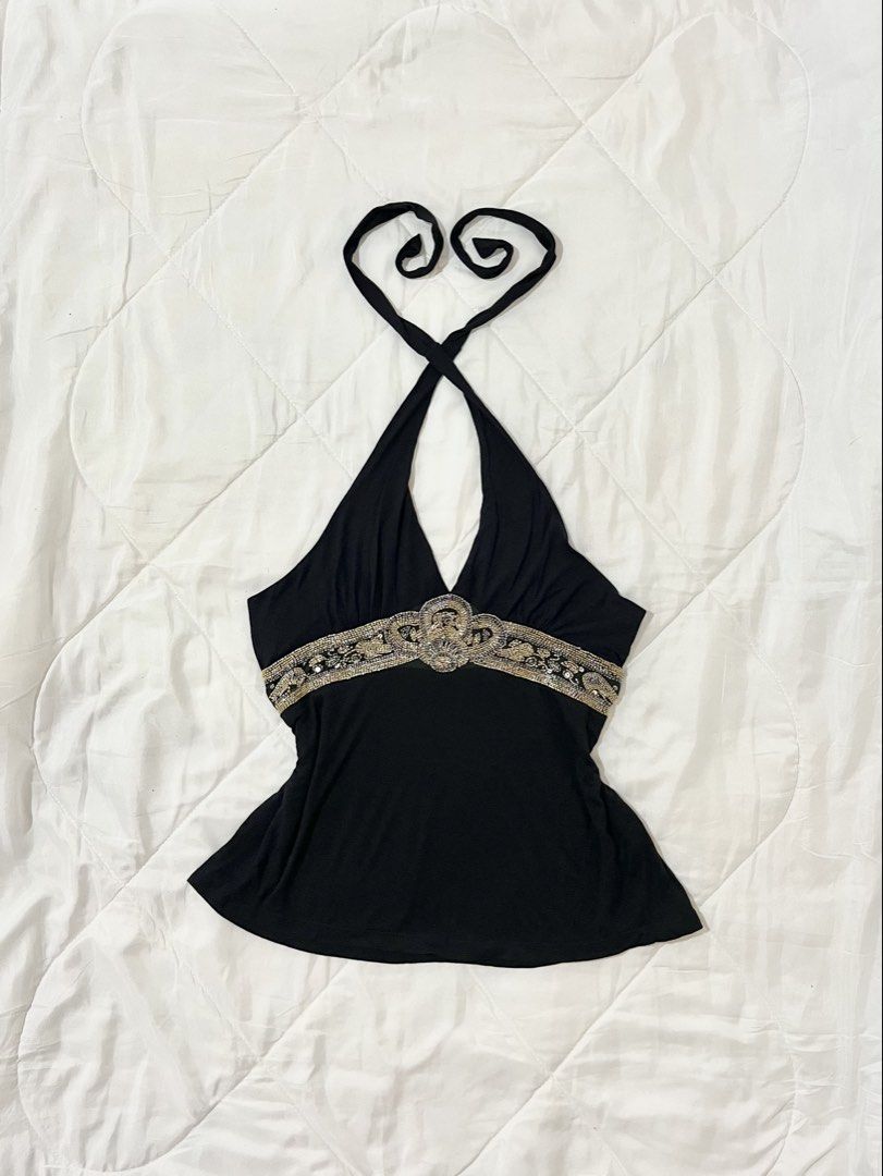 Black Beaded Y2K Halter Top (Category: Others Tops) located in Naga. Submitted by itsrhoda (Listing ID 1464798821, Image 1). Description: 𝐓𝐇𝐈𝐑𝐓𝐘-𝐒𝐄𝐂𝐎𝐍𝐃 𝐂𝐎𝐋𝐋𝐄𝐂𝐓𝐈𝐎𝐍 🌞🌤️🪐✨ A series of y2k/vintage masterpieces you badly desire to add to your set of handpicked clothes. READ! ✨ Kindly send a message with your NAME, ADDRESS, and CONTACT NUMBER after claiming. ✨ Mine-Bid-Lock Basis ✨ EOB: October 1, 2026 at 8:08 PM PHT ✨ Every it
