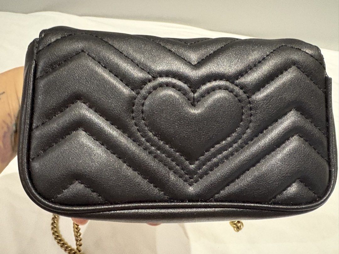 Black Gucci Marmont Super Mini (Category: Luxury Bags & Wallets) located in Makati City. Submitted by ziaspreloved (Listing ID 1464930781, Image 3). Description: No major flaws Good condition Price negotiable.