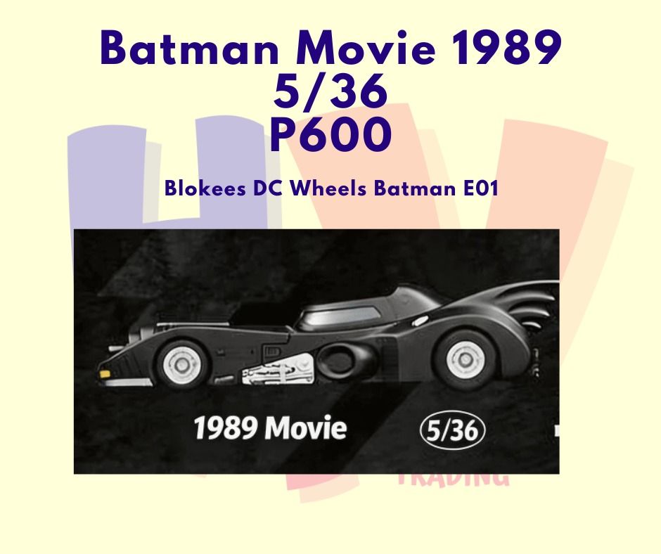 Blokees Wheels Batman E01-E02 (Category: Designer & Blind Box Toys) located in Pasig City. Submitted by havtrading (Listing ID 1461013977, Image 1). Description: Blokees Wheels Batman E01-E02 -Identified Blind Boxes -resealed/ brand new - Price posted - can ship by schedule - pick up location maybunga pasig courier j&t/lbc/grab/lalamove - LBC Cop shipping only/ payment first for the item - Mode of payment COD/ BDO/ GCASH/ MAYA/ BPI COD VIA pabili