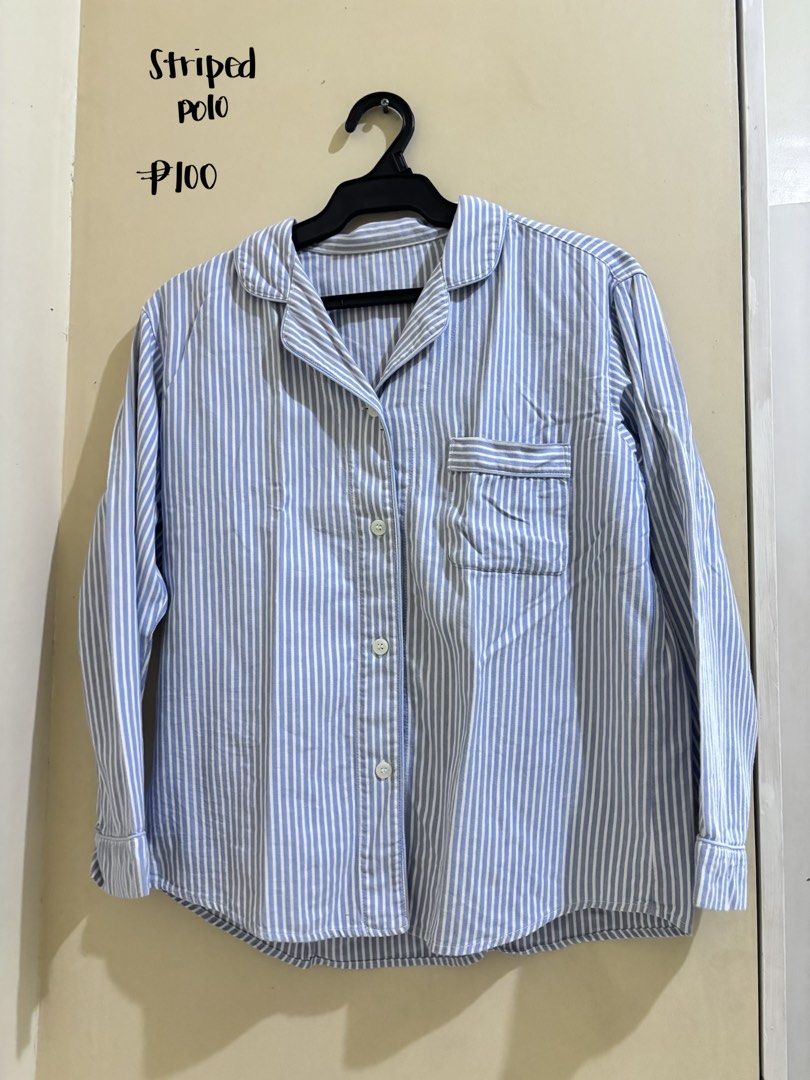 blue white striped polo (Category: Blouses) located in Manila. Submitted by hellobarbieeee (Listing ID 1464906574, Image 1). Description: info in pic :) price nego. msg me for inquiries loc: dlsu taft (daily) / bgc (wed,thu) / megamall (mon,tue) mod: lalamove / jnt / meetup.