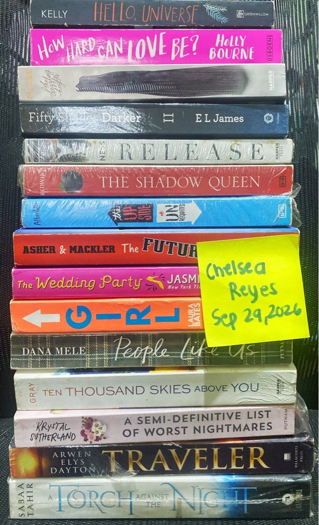 BOOKS FOR ONLY 100 PESOS part II (Category: Storybooks) located in Manila. Submitted by shop.decluttering (Listing ID 1464858758, Image 1). Description: Hello! Moving out and need to declutter preloved books 🌸 Most are still sealed. No further discount. First to order and pay gets the book. PM me! MOP: GCash/Maya/BPI Location: Makati MOD: Lalamove/Grab/MoveIt 🏁 Books: Hello, Universe How Hard Can Love Be? The Dazzling Heights Fifty Shades Darke