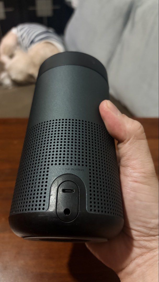 Bose SoundLink Revolve Bluetooth Speaker (Category: Soundbars, Speakers & Amplifiers) located in Makati City. Submitted by noel.yu (Listing ID 1464868408, Image 3). Description: - Authentic Bose SoundLink Revolve wireless speaker in sleek black - Delivers stunning, uniform 360-degree sound - Compact and portable cylinder design for easy travel - Built-in microphone for taking calls and multi-function top button - USB-C charging port and 3.5mm aux