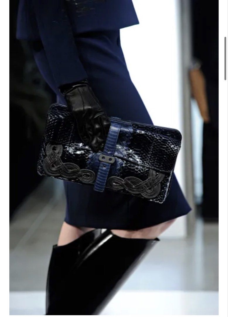 Bottega Veneta Runway Blue Python Clutch (Category: Luxury Bags & Wallets) located in Cabanglasan. Submitted by thefashiongarage.co (Listing ID 1464805067, Image 1). Description: Title - Bottega Veneta Model/Name - Runway Blue Python 2012 Fall Collection Size on Tag - Conditiion - Excellent Condition with no issue Dimension (WxLxH) - 13x7 Inches Category- Clutch/Archival/Luxury Fitting - Made in - Italy Material - Python Leather Color - Blue Desi