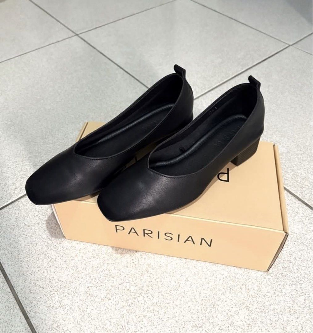 BP Naomi Sandals & Parisian Classic Pumps Bundle (Category: Heels) located in Apalit. Submitted by icekimix (Listing ID 1464796203, Image 2). Description: - Bundle of 2 stylish black shoes for work and casual wear - Pair 1: BP Naomi block heel slide sandals with trendy clear straps and clear heels - Pair 2: Parisian classic black low heel pumps, complete with original box - lightly used then stored - RFS: stored only, need funds - Great value bun