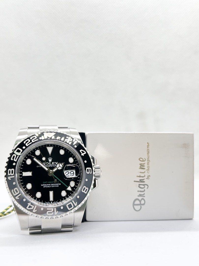 Brand New Rolex Oyster Gmt Master II 126710GRNR “Bruce Wayne” Black Dial Automatic Steel Casing Bracelet ( Sept 26 ) (Category: Watches) located in Singapore. Submitted by brightime (Listing ID 1464877776, Image 3). Description: Brand New Rolex Oyster Gmt Master II 126710GRNR “Bruce Wayne” Black Dial Automatic Steel Casing Bracelet ( Sept 26 ) ** Brand New ** ** Stickers Removed By AD ** Model : 126710GRNR Also known as : Oyster Gmt Master II “Br