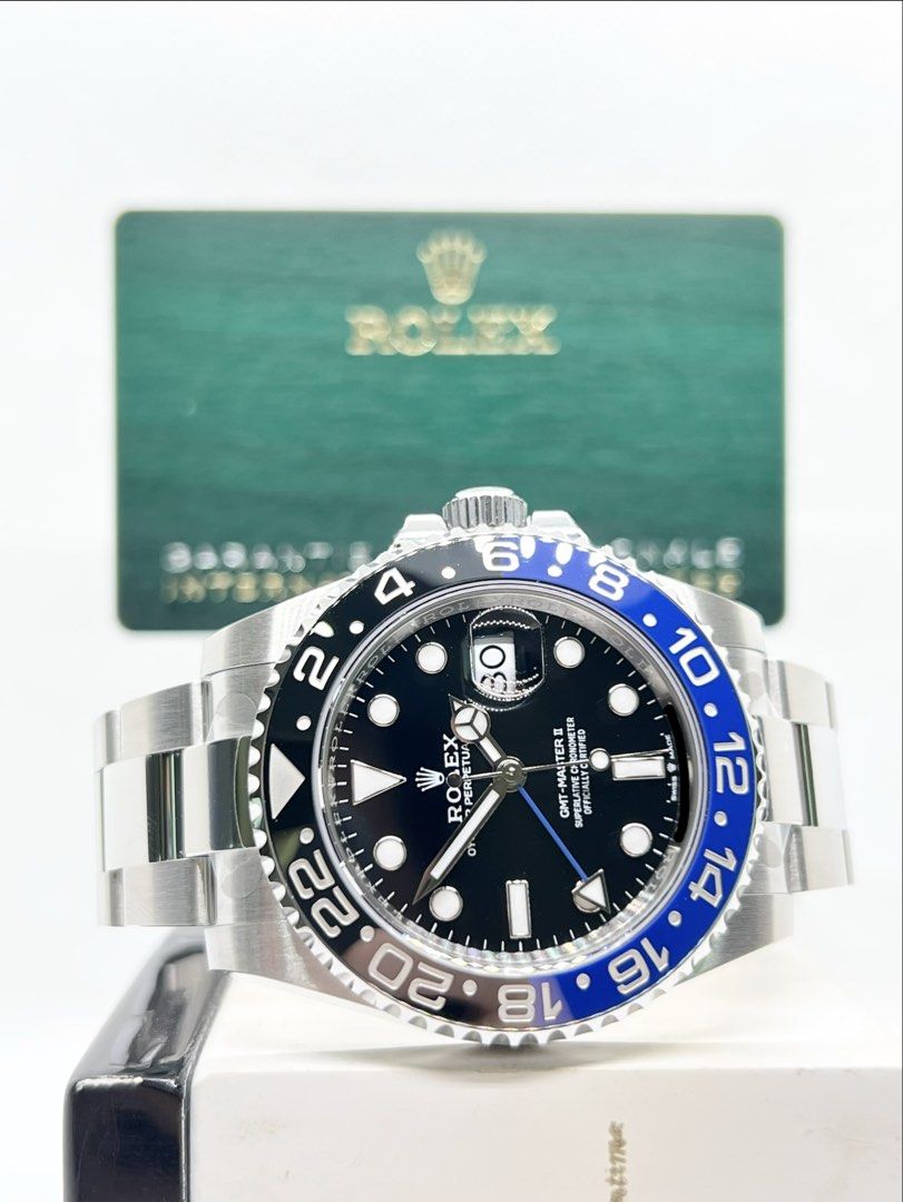 Brand New Rolex Oyster Gmt Master II 126710BLNR “Batman” Black Dial Automatic Steel Casing Bracelet ( Sept 26 ) (Category: Watches) located in Singapore. Submitted by brightime (Listing ID 1464878159, Image 1). Description: Brand New Rolex Oyster Gmt Master II 126710BLNR “Batman” Black Dial Automatic Steel Casing Bracelet ( Sept 26 ) ** Brand New ** ** Stickers Removed By AD ** Model : 126710BLNR Also known as : Oyster Gmt Master II “Batman” Case