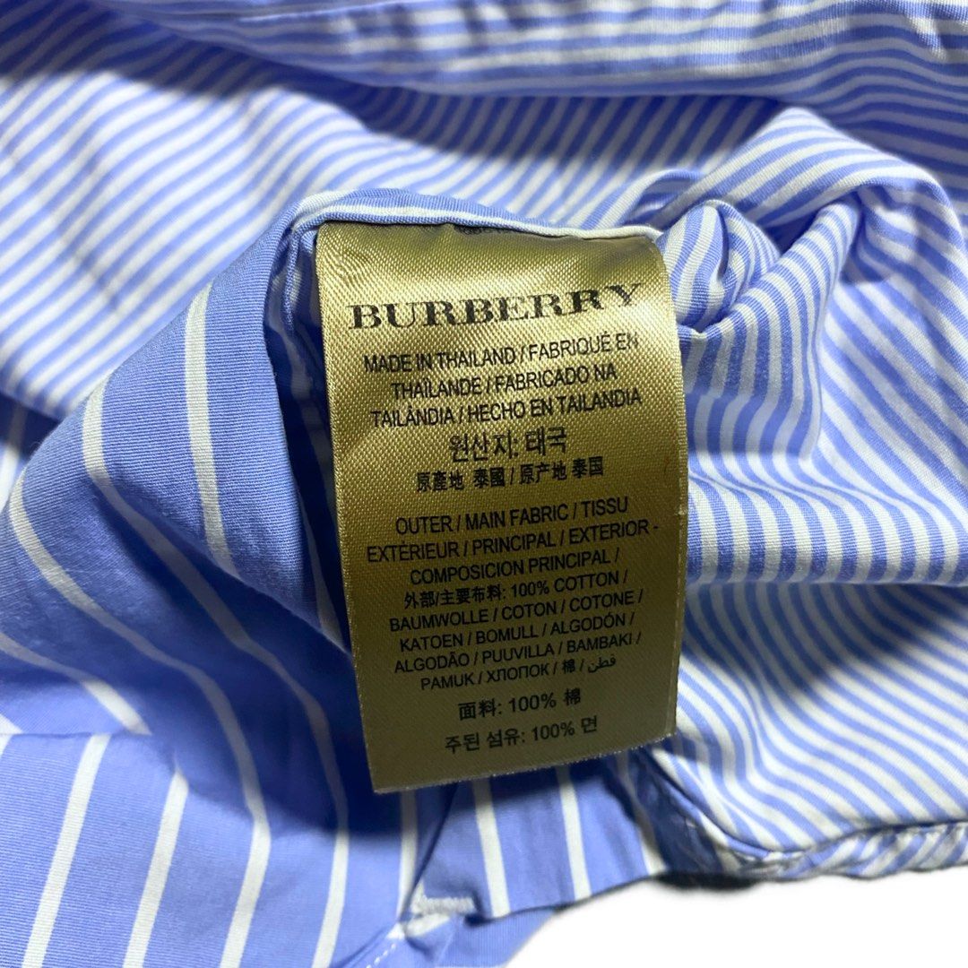 Burberry Sky Blue Stripe Button Down Polo ( As New ) (Category: Formal Shirts) located in Manila. Submitted by streetplug (Listing ID 1464933781, Image 3). Description: issues | flaws : none ☑️ measurement : 21 x 27 color rate : 10 / 10 🎨 location : las piñas 📍 jnt | lbc | lalamove meetup around las piñas area ‼️.