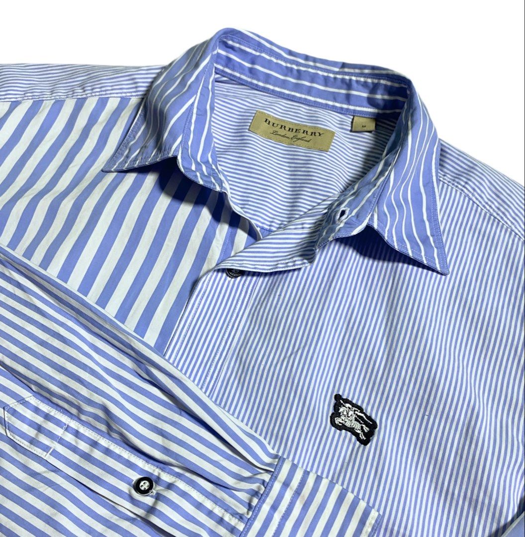 Burberry Sky Blue Stripe Button Down Polo ( As New ) (Category: Formal Shirts) located in Manila. Submitted by streetplug (Listing ID 1464933781, Image 2). Description: issues | flaws : none ☑️ measurement : 21 x 27 color rate : 10 / 10 🎨 location : las piñas 📍 jnt | lbc | lalamove meetup around las piñas area ‼️.