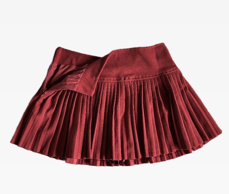 burgundy pleated mini skirt (Category: Skirts) located in Manila. Submitted by dirtymatcha05 (Listing ID 1464789812, Image 2). Description: -burgundy pleated mini skirt with distinctive asymmetric overlapping waistband -from thailand.