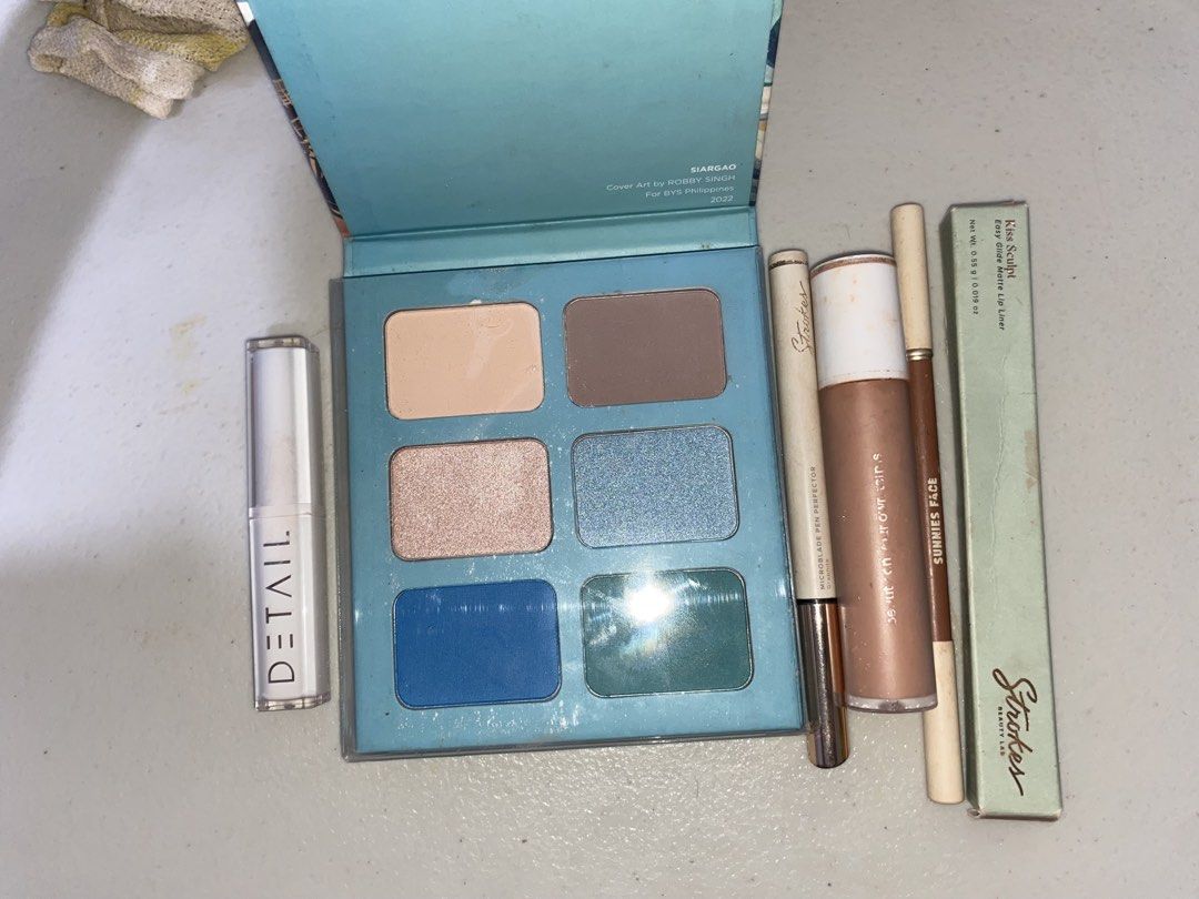 BYS Siargao Eyeshadow Palette & Makeup Bundle (Category: Makeup) located in Manila. Submitted by jowigirl (Listing ID 1464930600, Image 2). Description: NAME YOUR PRICE TAKE ALL grwm color corrector: medium peach strokes microblade pen: graphite sunnies face lip liner: rodeo strokes lip liner: nude buff detail satin luxe lite: rose latte u can see the shades of the eyeshadows .