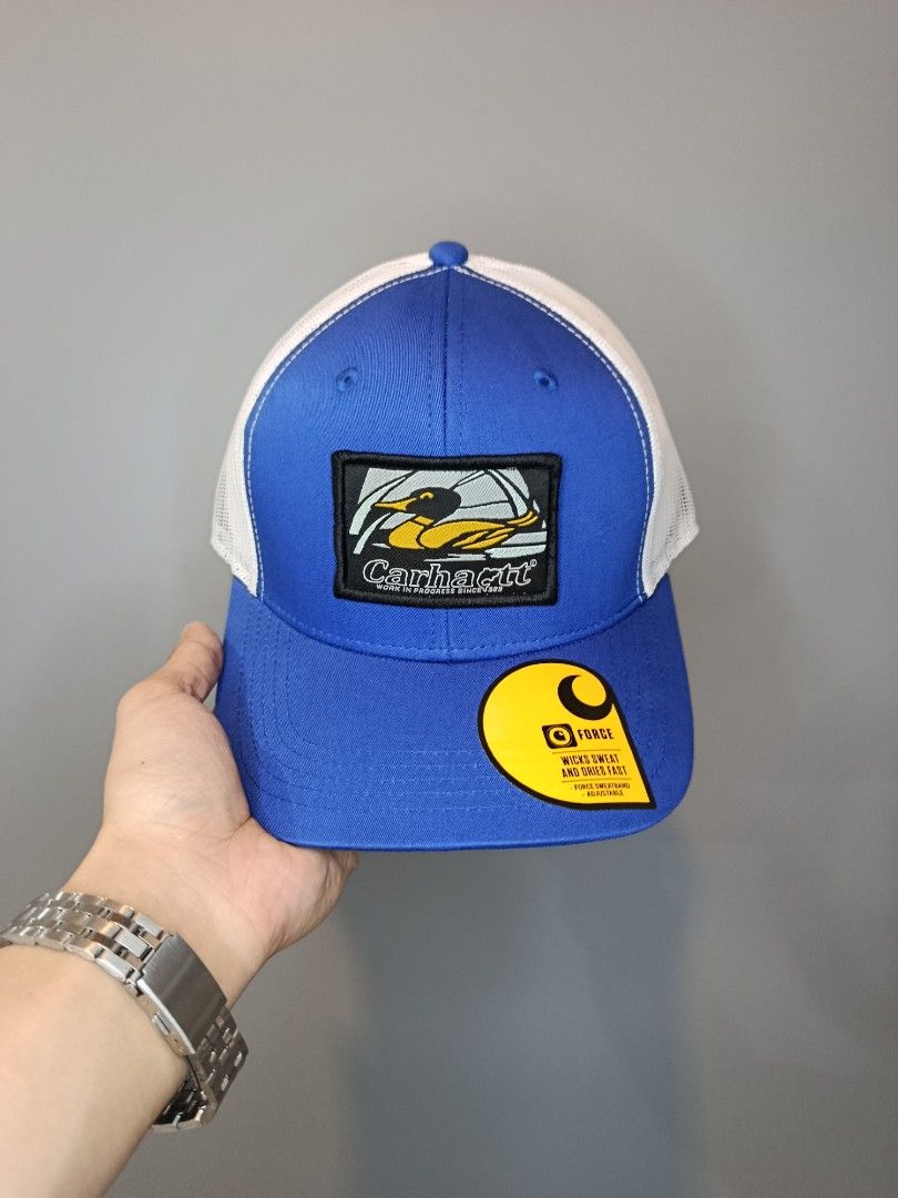 Carhartt Blue Trucker Cap (Category: Activewear) located in Marikina City. Submitted by charles_059 (Listing ID 1464948501, Image 1). Description: DM to Purchase 📥 Brand New • With Tags Includes: • Free CV Archive stickers • QR business card • Thank-you card • Premium packaging Can do Lalamove, J&T, or pickup. 📦 Can do Meet up also..