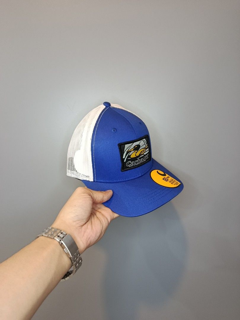 Carhartt Blue Trucker Cap (Category: Activewear) located in Marikina City. Submitted by charles_059 (Listing ID 1464948501, Image 2). Description: DM to Purchase 📥 Brand New • With Tags Includes: • Free CV Archive stickers • QR business card • Thank-you card • Premium packaging Can do Lalamove, J&T, or pickup. 📦 Can do Meet up also..