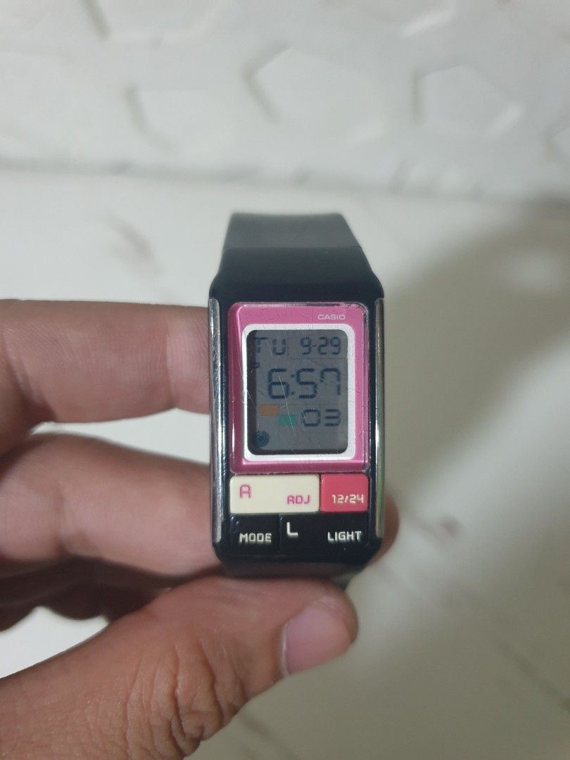 Casio LDF-52 Pop Tone Digital Watch (Category: Women's Watches) located in Manila. Submitted by miguellags_ (Listing ID 1464880325, Image 1). Description: - Model: Casio LDF-52 Retro Digital Watch - Design: Striking pink face with a sleek black band - Durability: Stainless steel case back & 5 bar water resistance - Features: Clear digital display showing day, date, and time, plus adjust, light, and mode buttons - Comfort: Lightweight build, ideal