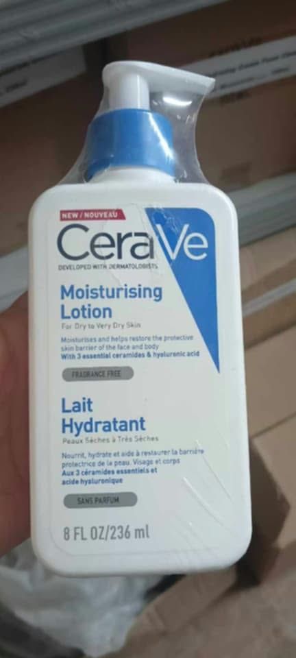 CeraVe Moisturising Lotion 236ml (Category: Body Care) located in Caloocan City. Submitted by goldendeer.a81a9f (Listing ID 1464787694, Image 1). Description: - Authentic CeraVe Moisturising Lotion - Size: 8 oz / 236 ml with convenient pump bottle - Condition: Brand new, unopened, and still wrapped in plastic film - Formulation: Fragrance-free, ideal for dry to very dry skin - Key Ingredients: 3 essential ceramides and hyaluronic acid - Usage: Su