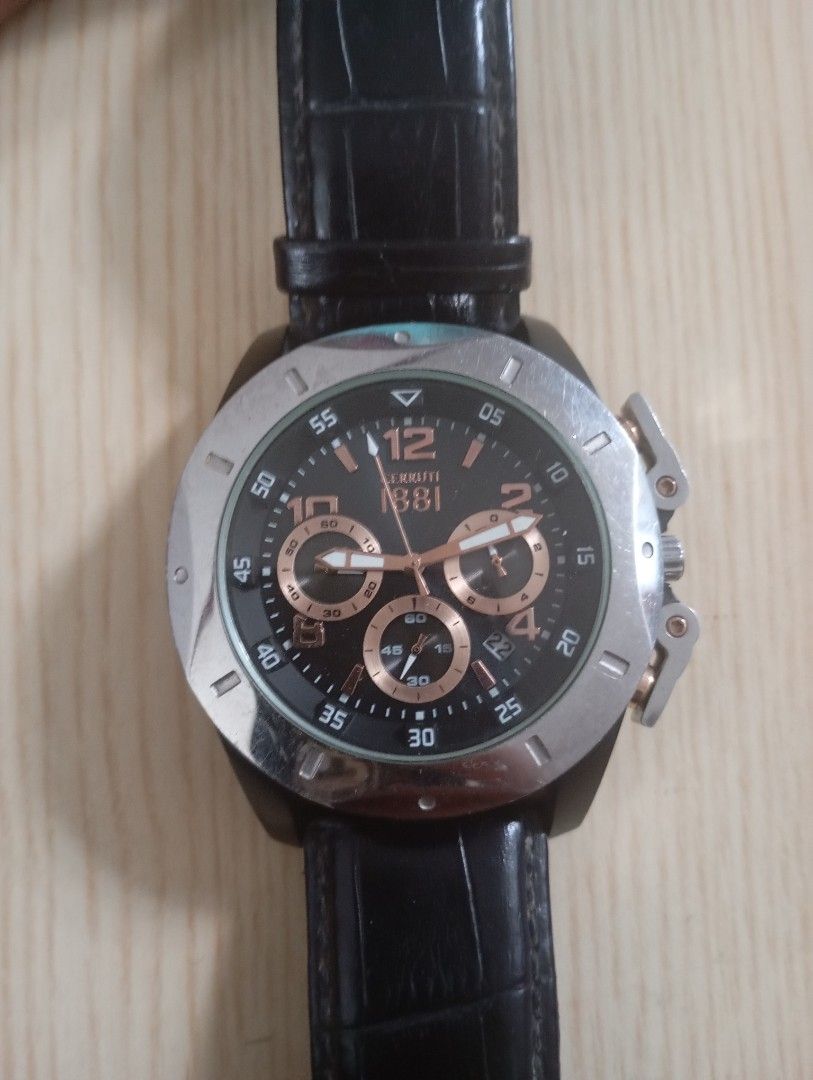 Cerruti chronograph (Category: Men's Watches) located in Las Pinas. Submitted by quick_deals_great_finds2 (Listing ID 1464774325, Image 1). Description: Original good working condition.