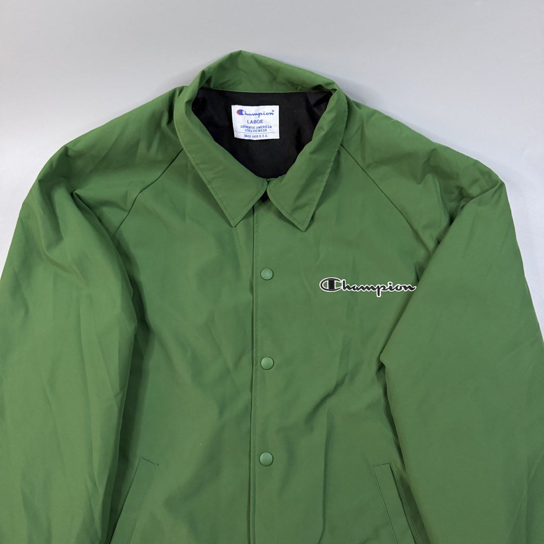 Champion - USA - Coach Jacket Green (Category: Coats, Jackets and Outerwear) located in Paranaque City. Submitted by millennial_goodz (Listing ID 1464890277, Image 2). Description: WTS Champion - USA - Coach Jacket Green Size Large Dimensions: 25" / 29" Good as new condition Authentic P1,499 only DM.