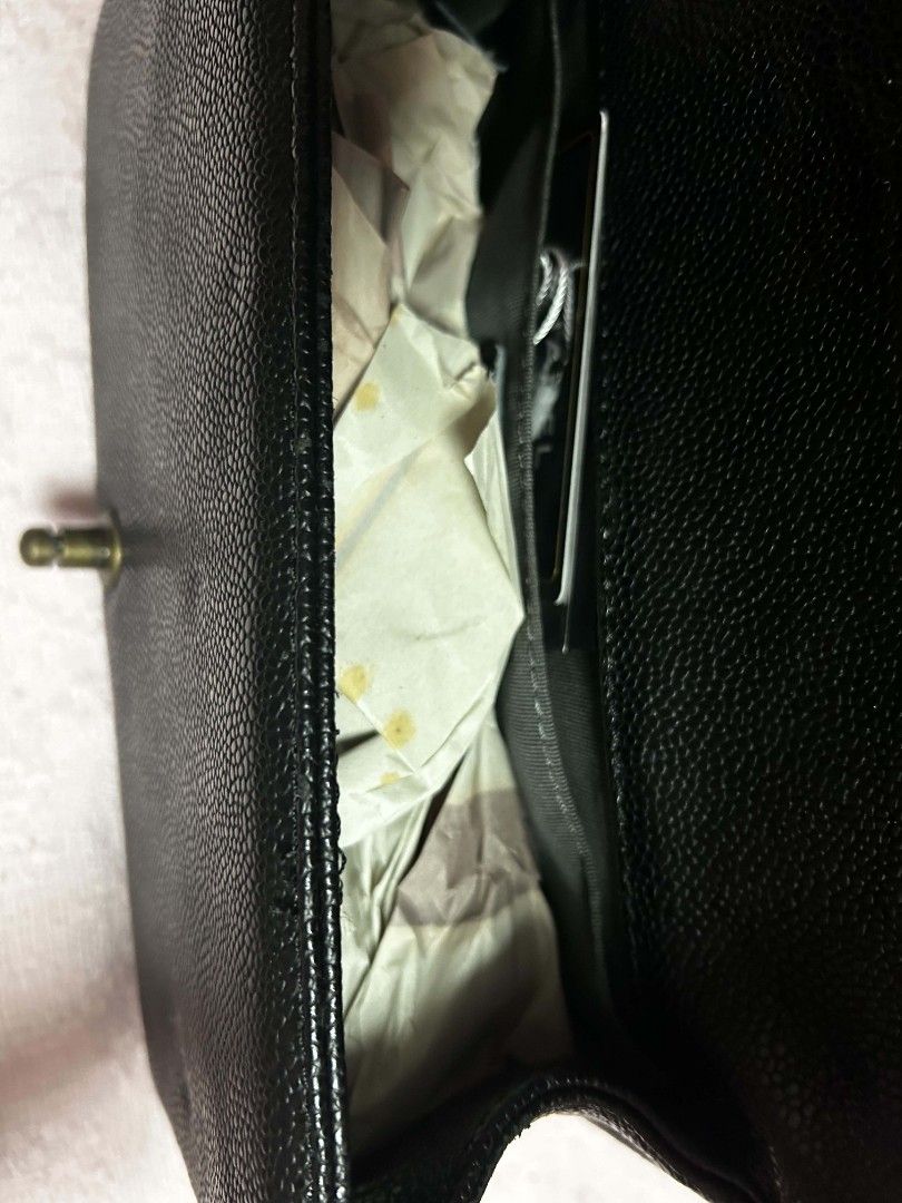 Chanel (Category: Luxury Bags & Wallets) located in Cebu City. Submitted by alwayssecondoption (Listing ID 1464923089, Image 3). Description: Selling my Chanel Boy in black caviar with gold hardware. It was purchased and kept stored away, and was never used. Details: Black caviar leather Gold hardware Approx. 11" × 7" Very clean condition No stains or peeling Chain/sling area still has the protective plastic and remains bright gold Some parts aro