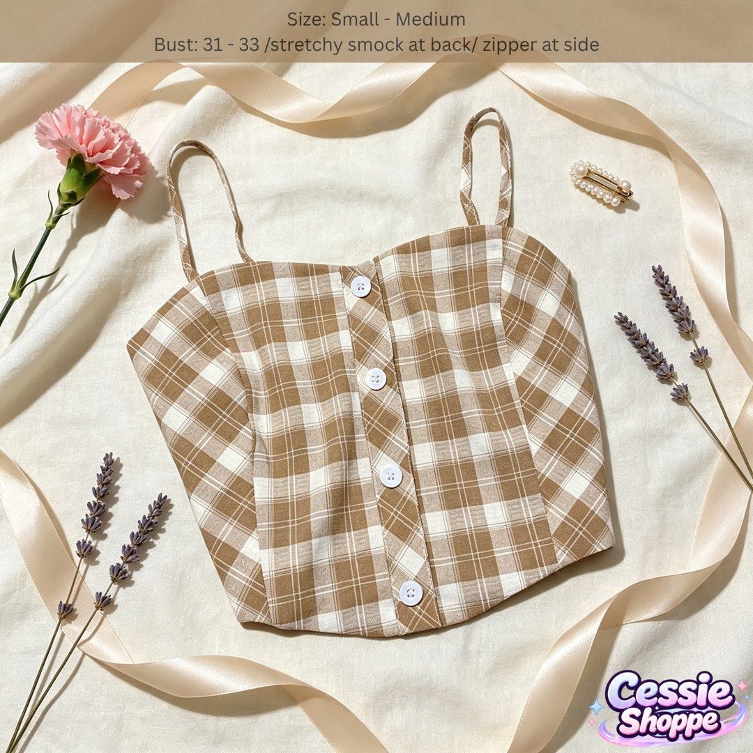 Checkered croptop fitted (Category: Sleeveless) located in Caloocan City. Submitted by xsssln_ (Listing ID 1464837141, Image 1). Description: Details nasa picture na po Mod lalamove or jnt Payment first Pm mee.