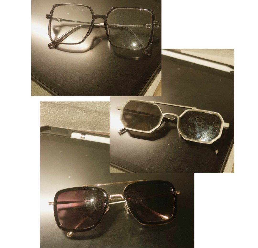 Chic Glasses - sun glasses - cool glasses-luxary dior classes (Category: Sunglasses & Eyewear) located in Pasig City. Submitted by nastkutu (Listing ID 1464946804, Image 1). Description: Glass 1,2,3: ₱409 Glass 1,2,3,4: ₱1,509 Glass 1:₱150 Glass 2:₱169 Glass 3:₱120 DIOR GLASSES: ₱1,200 - Bundle includes 3 distinct pairs of geometric glasses - Features 1 clear frame and 2 tinted - durable metal and acetate -they’re in good condition. -dm for more 