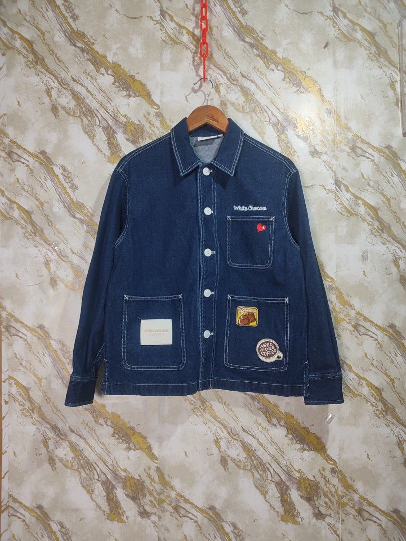 CHOCOOLATE Dark Blue Denim Jacket with Graphic Patches (Category: Coats, Jackets and Outerwear) located in Cabuyao City. Submitted by jederama (Listing ID 1464856027, Image 3). Description: CHOCOLATE DENIM JACKET SIZE : XS ON TAG ( OVERSIZED ) WIDTH - 21.5 LENGTH - 24.5 GOOD AS NEW CONDITION NO ISSUE / NO FLAWS PWEDE SA MASELAN 980 + SHIPPING FEE.