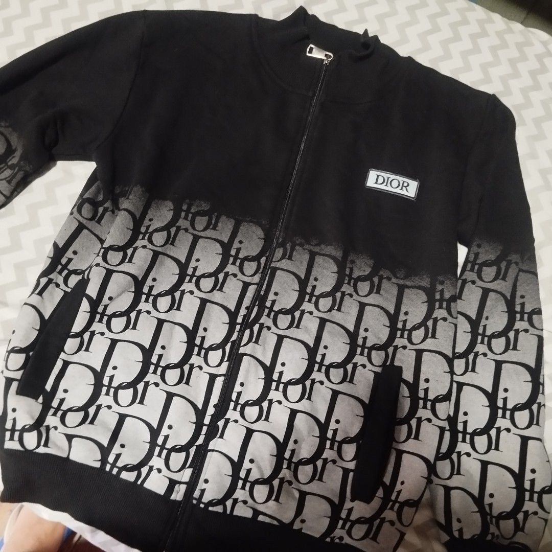 Christian Dior Black Gradient Monogram Tracksuit Set (Category: Sets or Coordinates) located in Manila. Submitted by lene48 (Listing ID 1464805414, Image 1). Description: - Brand: Dior - Set: Jacket and matching sweatpants - Colorway: Black and grey with monogram print fading into solid black - Features: Full-zip jacket with front pockets, drawstring waist pants - Details: Custom branded zippers, Dior patches on chest and leg - Condition: Include