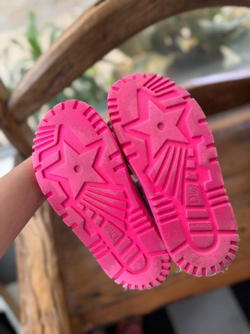 Christian Dior Pink D-Wander Sandals (Category: Flats & Sandals) located in Cabugao. Submitted by jezzarrogante_rmt (Listing ID 1464840827, Image 2). Description: - Brand: Dior - Color: Bright pink - Origin: Made in Italy - Features: Adjustable velcro straps with branding, chunky espadrille-style jute trim - Sole: Star tread pattern on durable rubber outsole - Fit: Comfortable open-toe design with secure heel strap.