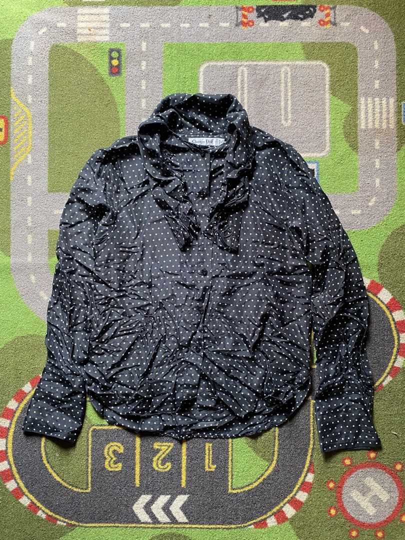 Christian Dior Polka Dot (Category: Longsleeves) located in Quezon City. Submitted by notorious_dept (Listing ID 1464937875, Image 1). Description: - length 27 - width 20 - sleeve 26 Good Condition No flaws.