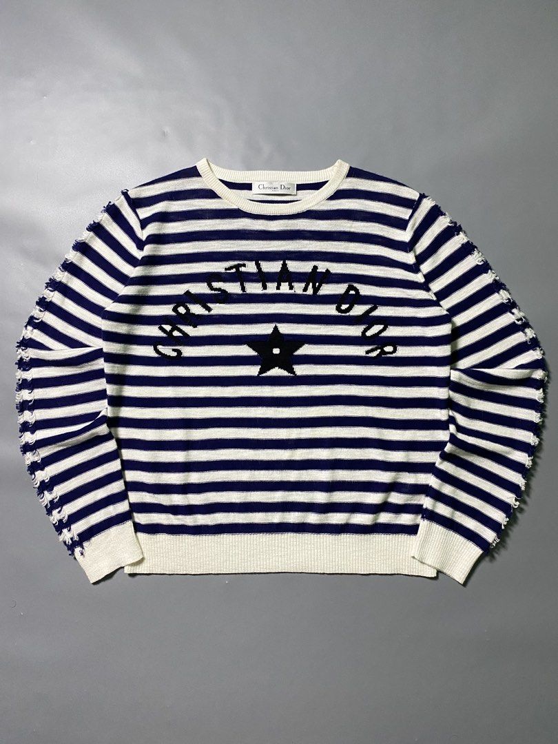 Christian Dior Striped Knitted Sweater (Category: Luxury Apparel) located in Las Pinas. Submitted by reluxearchive (Listing ID 1464936053, Image 1). Description: Measurements ( Inches ) Width : 19 Length : 26 Condition : 10/10 Color Rate : 10/10 Flaws / Issues : None Price : 4300 📍100 % Authentic 📍What you see is what you get 🚚 Lbc | J&t | Lalamove | Dhl.