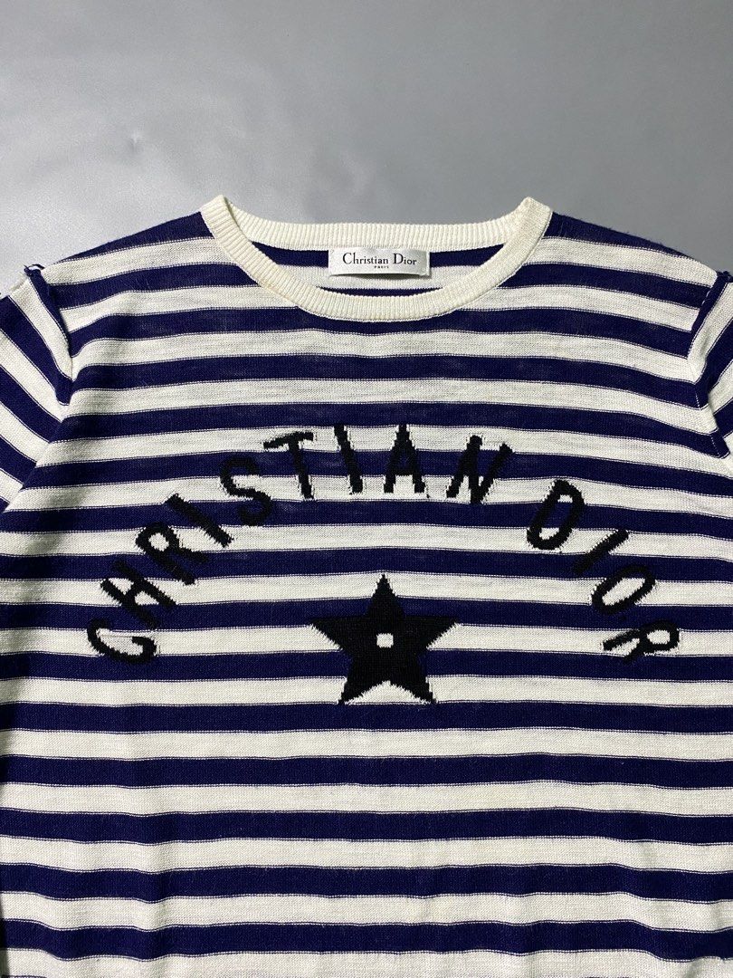 Christian Dior Striped Knitted Sweater (Category: Luxury Apparel) located in Las Pinas. Submitted by reluxearchive (Listing ID 1464936053, Image 2). Description: Measurements ( Inches ) Width : 19 Length : 26 Condition : 10/10 Color Rate : 10/10 Flaws / Issues : None Price : 4300 📍100 % Authentic 📍What you see is what you get 🚚 Lbc | J&t | Lalamove | Dhl.
