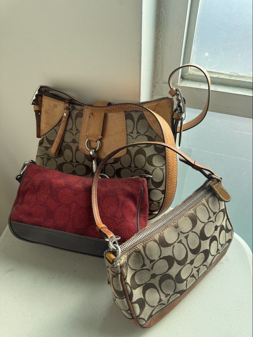 COACH BAGS TAKE ALL SLIGHTLY NEGOTIABLE (Category: Luxury Bags & Wallets) located in Quezon City. Submitted by shopbagberry (Listing ID 1464770835, Image 1). Description: Negotiable Bags have issues send me a message TAKE ALL PRICE IS POSTED BUT STILL NEGOTIABLE Coach Demi in Red Wool Coach Demi in Brown Coach Sling Bag.