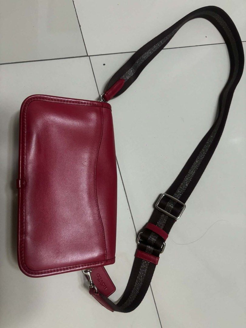 Authentic Coach Penny Red Patchwork Turnlock (Category: Luxury Bags & Wallets) located in Pasig City. Submitted by wokingmomdeclutter (Listing ID 1464874419, Image 3). Description: 🔹Authentic from Japan 🔹Issue: Creed only. Hindi halata kasi nasa loob naman. See last photo.