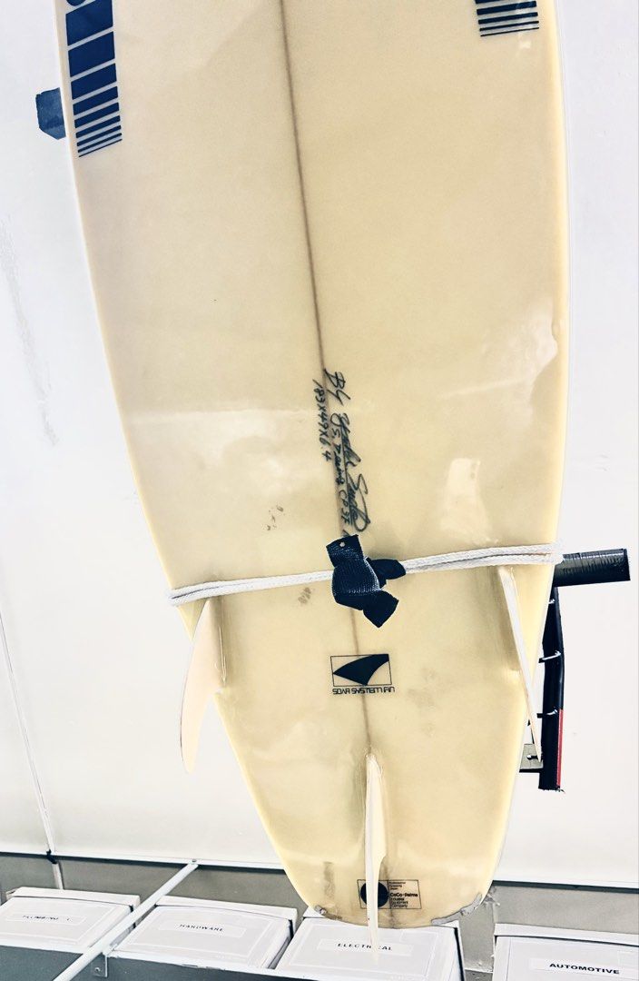 Coco Palms Surfboard 3-Fin Setup (Category: Water Sports) located in Manila. Submitted by fuccaroni7 (Listing ID 1464964874, Image 2). Description: - Brand: coco palms surfboard by yuki sudo -size: 6’4 ft -made in usa -condition: has a few dings that need to get repaired -originally 13k ➡️ 10k negotiable.
