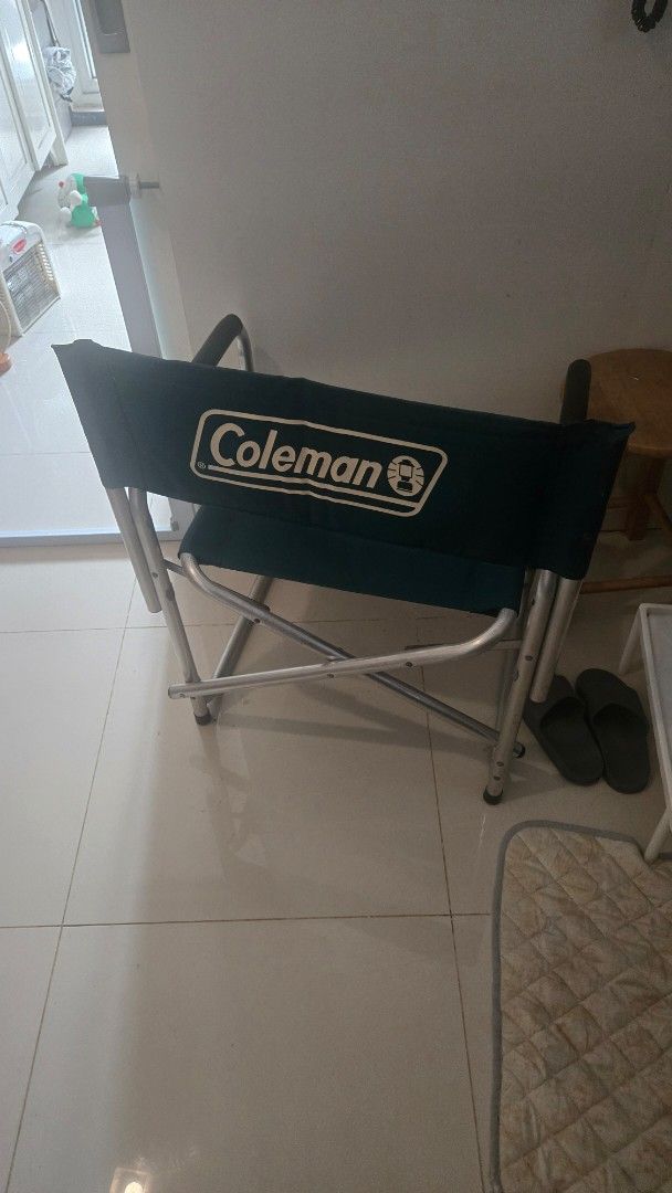 Coleman Portable Folding Camping Chair (Category: Hiking & Camping) located in Mandaluyong City. Submitted by ohayouclub (Listing ID 1464802751, Image 2). Description: - Authentic Coleman folding chair - Dark green fabric with durable aluminum frame - Packs up flat for hassle-free storage and transport - Non-slip rubber caps on legs for indoor and outdoor stability - Comfortable seat height - Ideal for camping trips, picnics, outdoor events, or e