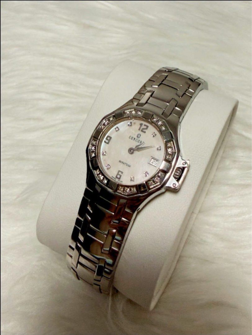 Concord Ladies Watch (Category: Luxury Watches) located in Quezon City. Submitted by liezl.marie (Listing ID 1464803669, Image 2). Description: A women’s C0ncord Saratoga stainless steel and diamond wristwatch, a mother-of-pearl dial and a diamond-set bezel. 33,500 Open for layaway. Disclaimer: We are not affiliated, associated, authorized, endorsed by or in any way officially connected with any other company or luxury brand. All copyrights are r
