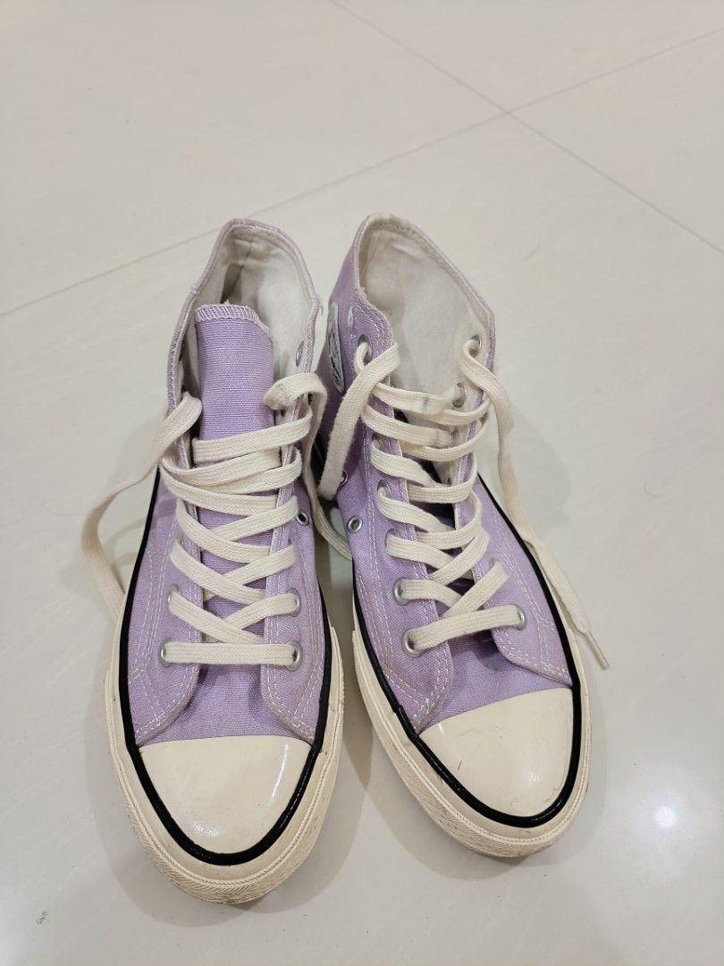 Converse Chuck 70 High Vapor Violet A02754C (Category: Sneakers) located in Manila. Submitted by sienasiena (Listing ID 1464836263, Image 2). Description: - Model: Converse Chuck 70 High Top - Color: Vapor Violet with cream laces and midsoles - Material: Classic canvas upper with CHUCK TAYLOR 70 CONVERSE HIGH VAPOR VIOLET Women's size 7.5 - Euro 38 Men's Size 5.5 All goods no issue and original. Need some cleaning for the dust. contrast stitching