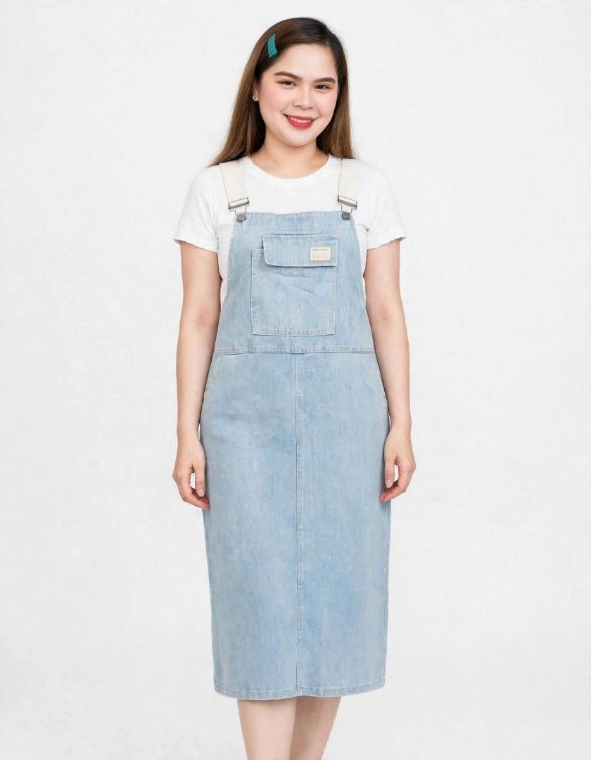 Denim Dress size L (Category: Rompers) located in Plaridel. Submitted by tonilousg (Listing ID 1464844591, Image 1). Description: preloved denim dress size: L fix price php 100 Plaridel, Bulacan shapi chxkout.