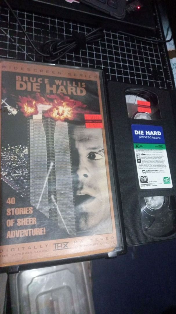 Die Hard Widescreen Edition VHS Bruce Willis (Category: CDs & DVDs) located in Manila. Submitted by pickerjessie (Listing ID 1464902690, Image 1). Description: - Title: Die Hard (Widescreen Series Edition) - Star: Bruce Willis - Format: VHS tape with original plastic case and blue label - Audio/Visual: THX mastered for superior quality - Rating: R - Runtime: 132 minutes - Studio: Twentieth Century Fox Home Entertainment (Catalog # 4102320) - Cond