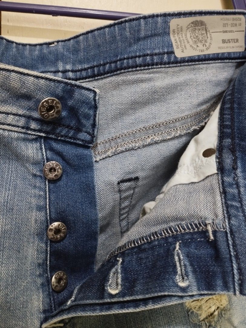 Diesel Button Fly Jeans (Category: Jeans) located in San Fernando. Submitted by nerosales (Listing ID 1464805026, Image 2). Description: Diesel Buster Jeans Button Fly Double Belt Loop size 33 on tag, also fits 34 length 42 inches hem 7 inches 1,250 pesos only SM City Pampanga Shipping: J&T Payment: Gcash NO COD / NO COP.