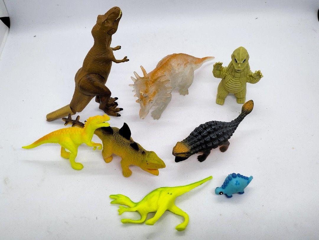 Dinosaur Toy Set (8pcs) (Category: Kids Toys) located in Baguio. Submitted by toys_of_yesteryear (Listing ID 1464934587, Image 1). Description: LOCATION: Baguio City PRICE: posted + sf. Fix price DESCRIPTION: 👉 Mix sizes dinosaur set (8pcs) CONDITION: 👉 Used. 👉 Item description is subjective so buyers are encouraged to rely on their judgement based on the pictures posted before buying. Actual photos posted. 👉 SOLD AS IS, what you see is what 